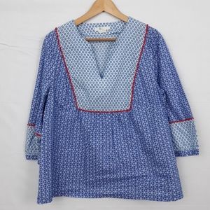 Boden Star Tunic Pompoms Cotton Blue 12